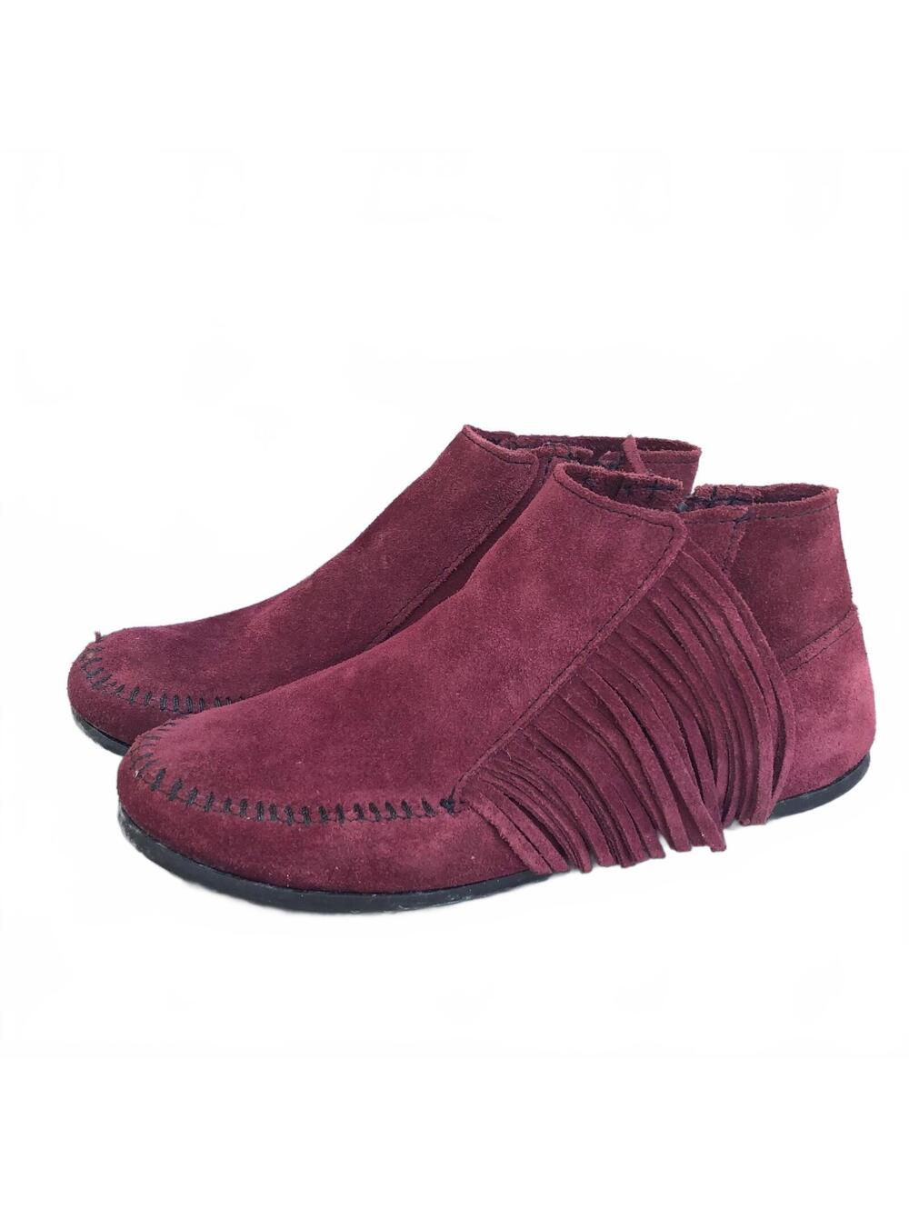 Minnetonka Lacy Boot Burgundy 5.5 Suede Ankle Boots Boho Chic Western Fairy